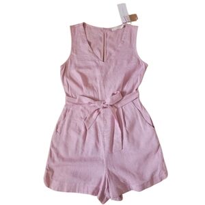SM Linen Rayon Lush Blush Pink Women's Sleeveless Romper Playsuit